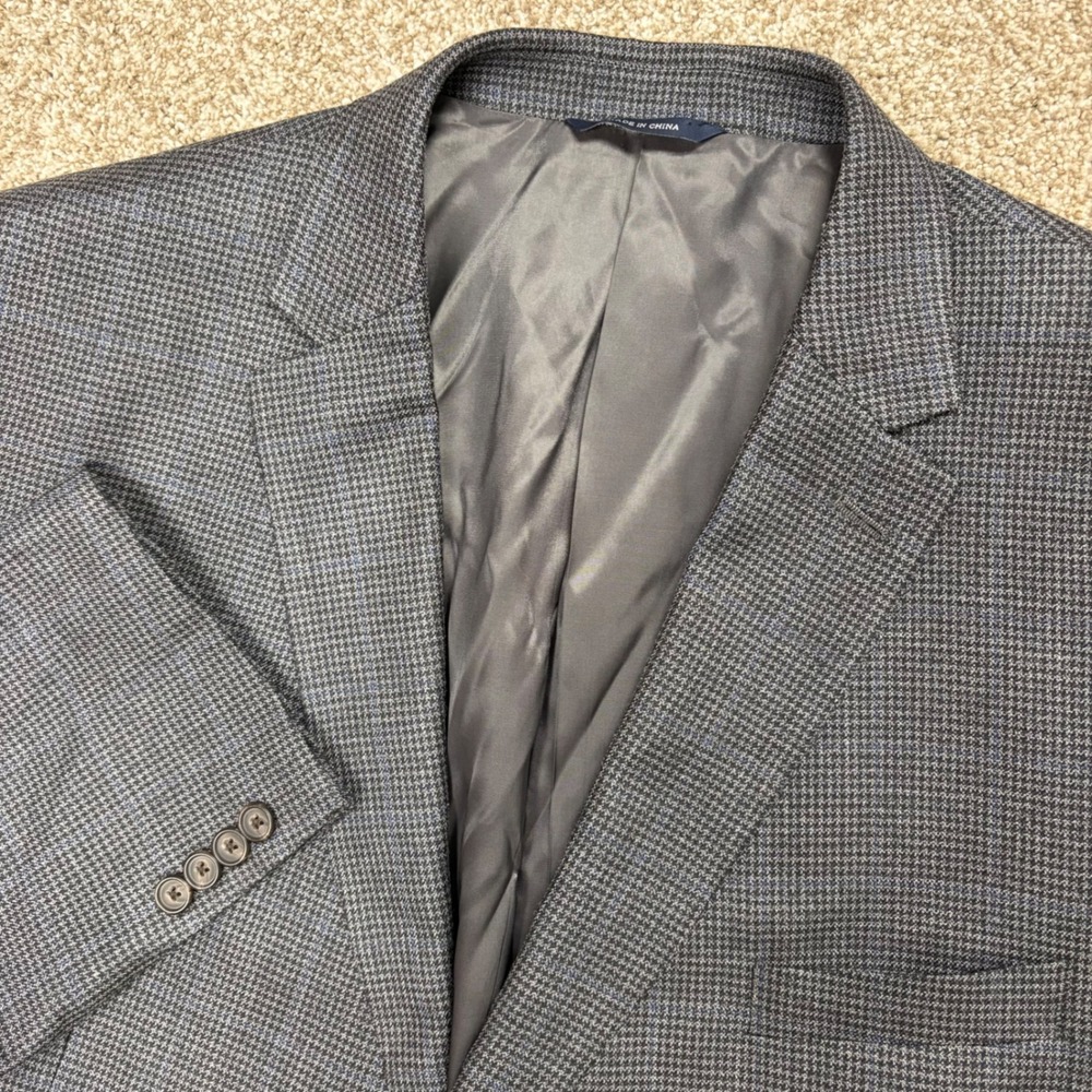 Ralph Ralph Lauren Blazer Mens 50R Silk Wool Blend Glen Plaid Executive Fit Grey